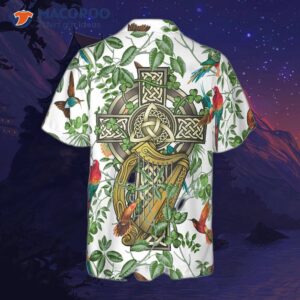 the celtic cross harp irish shamrock hawaiian shirt 1