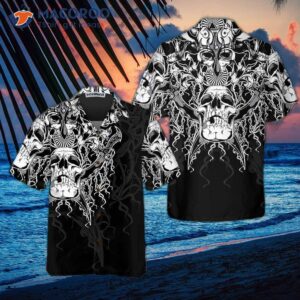 The Celtic Warrior Viking Hawaiian Shirt, Black And White Skull Shirt