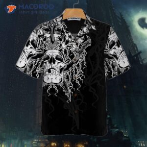 the celtic warrior viking hawaiian shirt black and white skull shirt 2