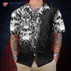 the celtic warrior viking hawaiian shirt black and white skull shirt 3