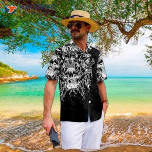 the celtic warrior viking hawaiian shirt black and white skull shirt 4