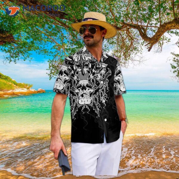 The Celtic Warrior Viking Hawaiian Shirt, Black And White Skull Shirt