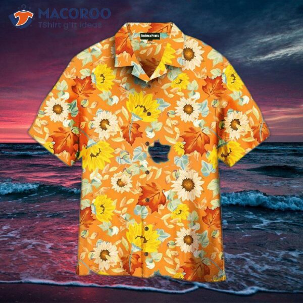 The First Hawaiian Shirts Of Autumn Feature Orange Sunflowers.