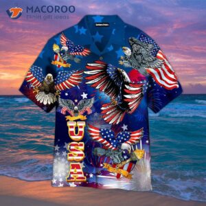 The Fourth Of July Is Independence Day For United States, And Many People Wear Hawaiian Shirts Decorated With Eagles.