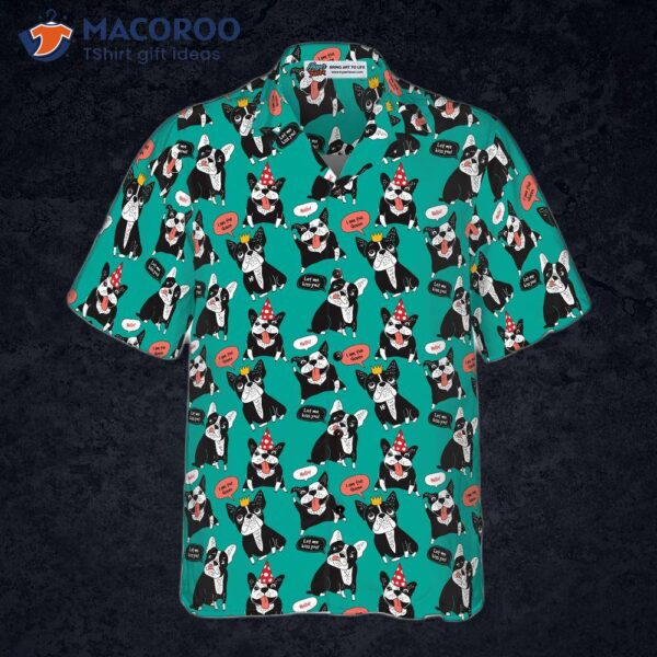 “the French Bulldog Is A Happy Animal, Wearing Hawaiian Shirt.”