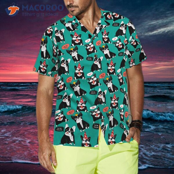 “the French Bulldog Is A Happy Animal, Wearing Hawaiian Shirt.”