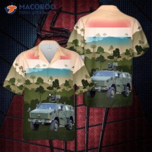 The Luxembourg Army’s Dingo, Equipped With An M2 Browning And Generator, Was Showcased On National Vehicle Day In A Hawaiian Shirt.