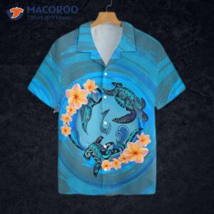 the marquesas islands blue plumeria animal tattoo hawaiian shirt 2