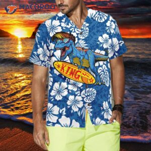 the t rex catches waves dinosaur hawaiian shirt 3