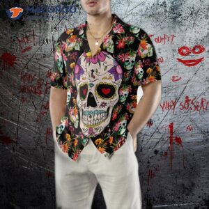 the tropical floral skull hawaiian shirt 4