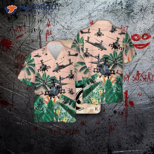 The U.s. Army Boeing Ah-64 Apache Hawaiian Shirt.