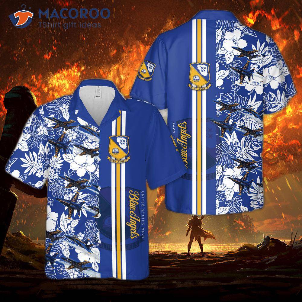 Us Navy Blue Angels Button Up Hawaiian Shirt - T-shirts Low Price