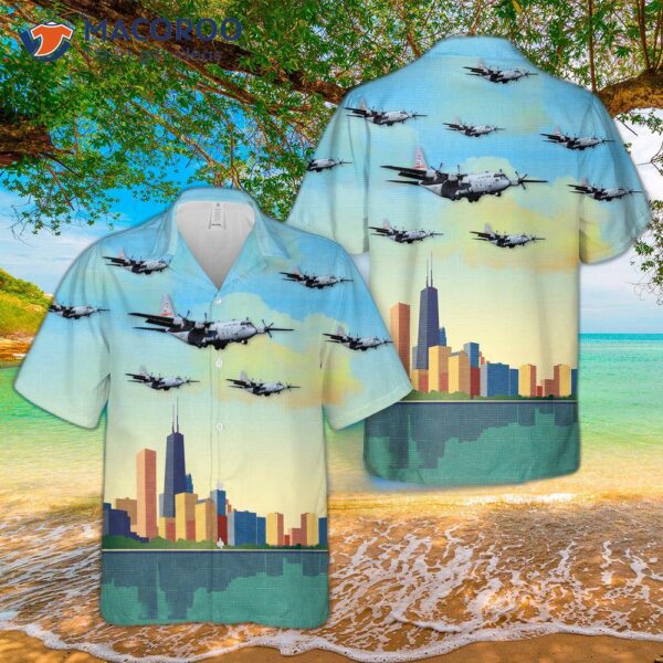 The United States Air Force Illinois National Guard 169th Airlift Squadron Lockheed C-130h3 Hercules Is Wearing A Hawaiian Shirt.