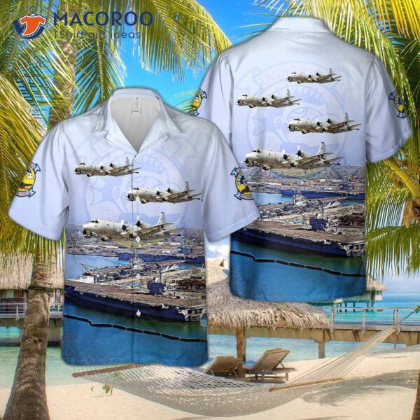 The Us Navy P-3c “orion” Vp-40 (1951-present) Fighting Marlins Wears A Hawaiian Shirt.