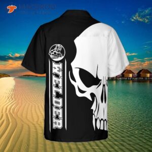 The Welder Skull Black And White Hawaiian Shirt