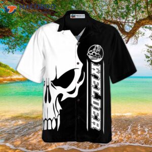 the welder skull black and white hawaiian shirt 2