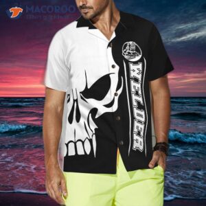 the welder skull black and white hawaiian shirt 3