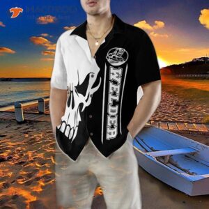 the welder skull black and white hawaiian shirt 4