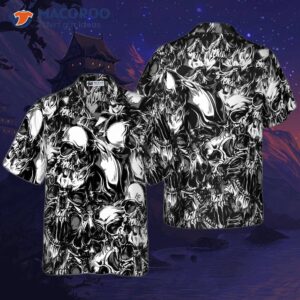 third diional skull pattern hawaiian shirt 0