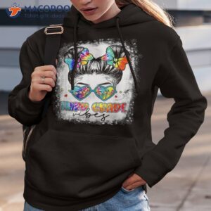 third grade vibes messy hair bun girl back to school first shirt hoodie 3