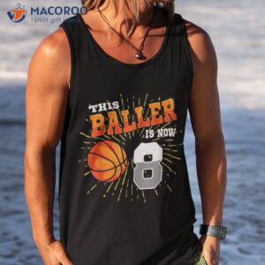 this baller is now 8 basketball 8th birthday party shirt tank top