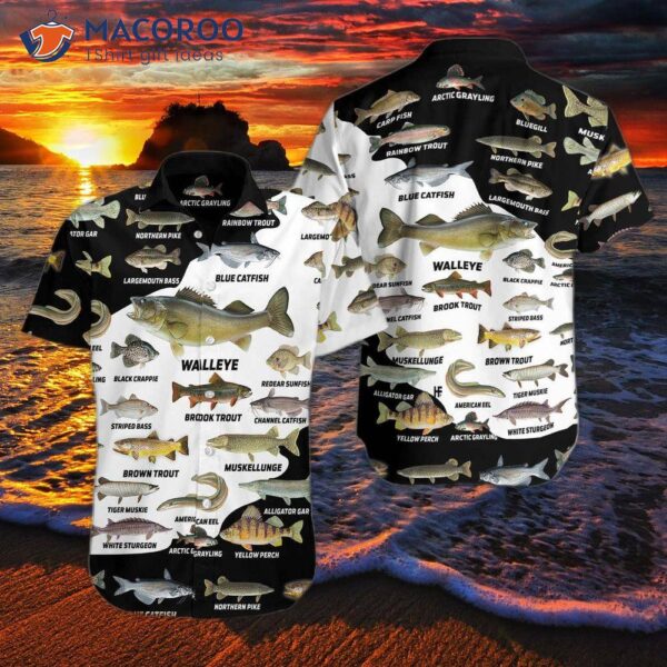 Three-diional Freshwater Fish Types Hawaiian Shirt