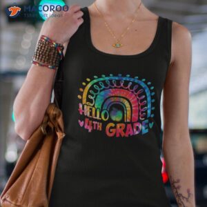 tie dye rainbow hello 4th grade teacher back to school shirt tank top 4