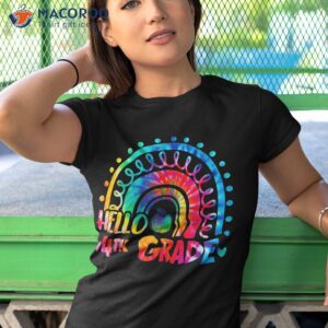 tie dye rainbow hello 4th grade teacher back to school shirt tshirt 1