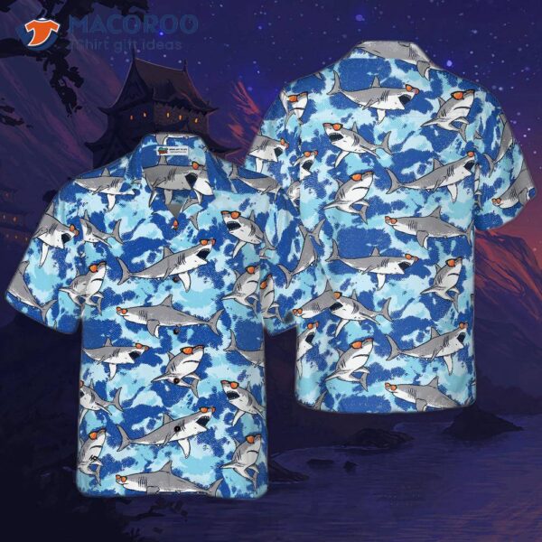 Tie-dye Sharks Wearing Sunglasses Hawaiian Shirt