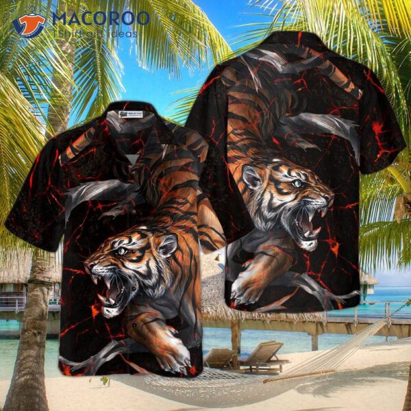 Tiger-printed Hawaiian Shirt For