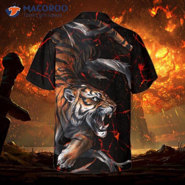 Tiger-printed Hawaiian Shirt For