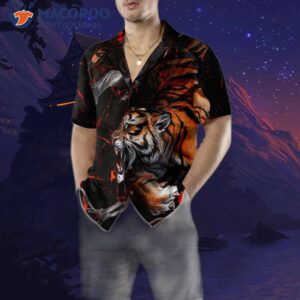 tiger printed hawaiian shirt for 4