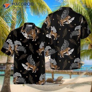Tiger-printed Palm Leaf Shirt For ‘s Hawaiian
