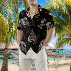 tiger printed palm leaf shirt for s hawaiian 3