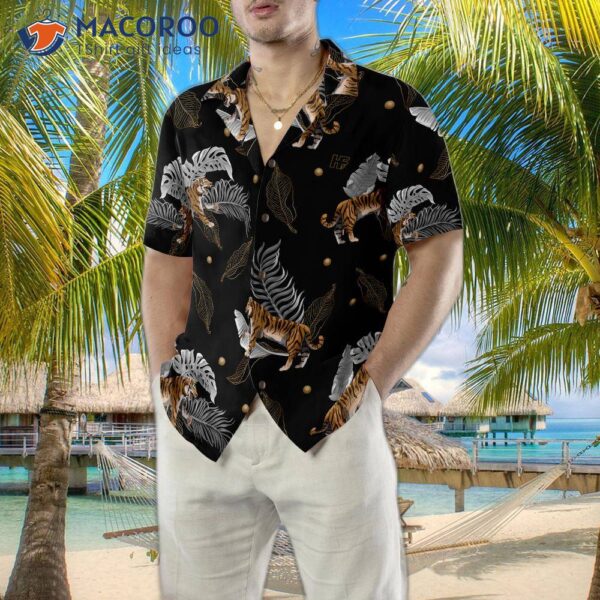 Tiger-printed Palm Leaf Shirt For ‘s Hawaiian