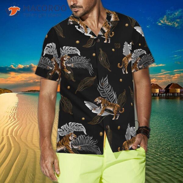 Tiger-printed Palm Leaf Shirt For ‘s Hawaiian