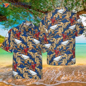 tiger surf roaring waters hawaiian shirt 0