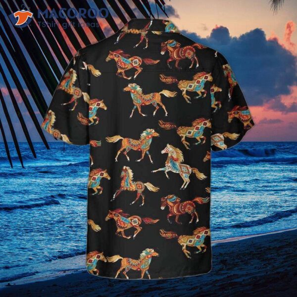 Timeless Treasure Horse Aztec Pattern Native American Hawaiian Shirt, Unique Indian Shirt