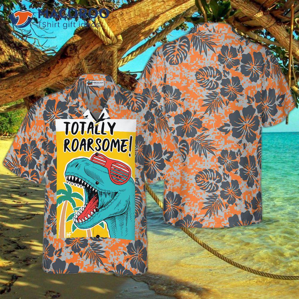 Totally roarsome (awesome) - Cute Dino print design - funny hand