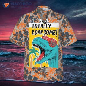 totally awesome t rex dinosaur hawaiian shirt 2