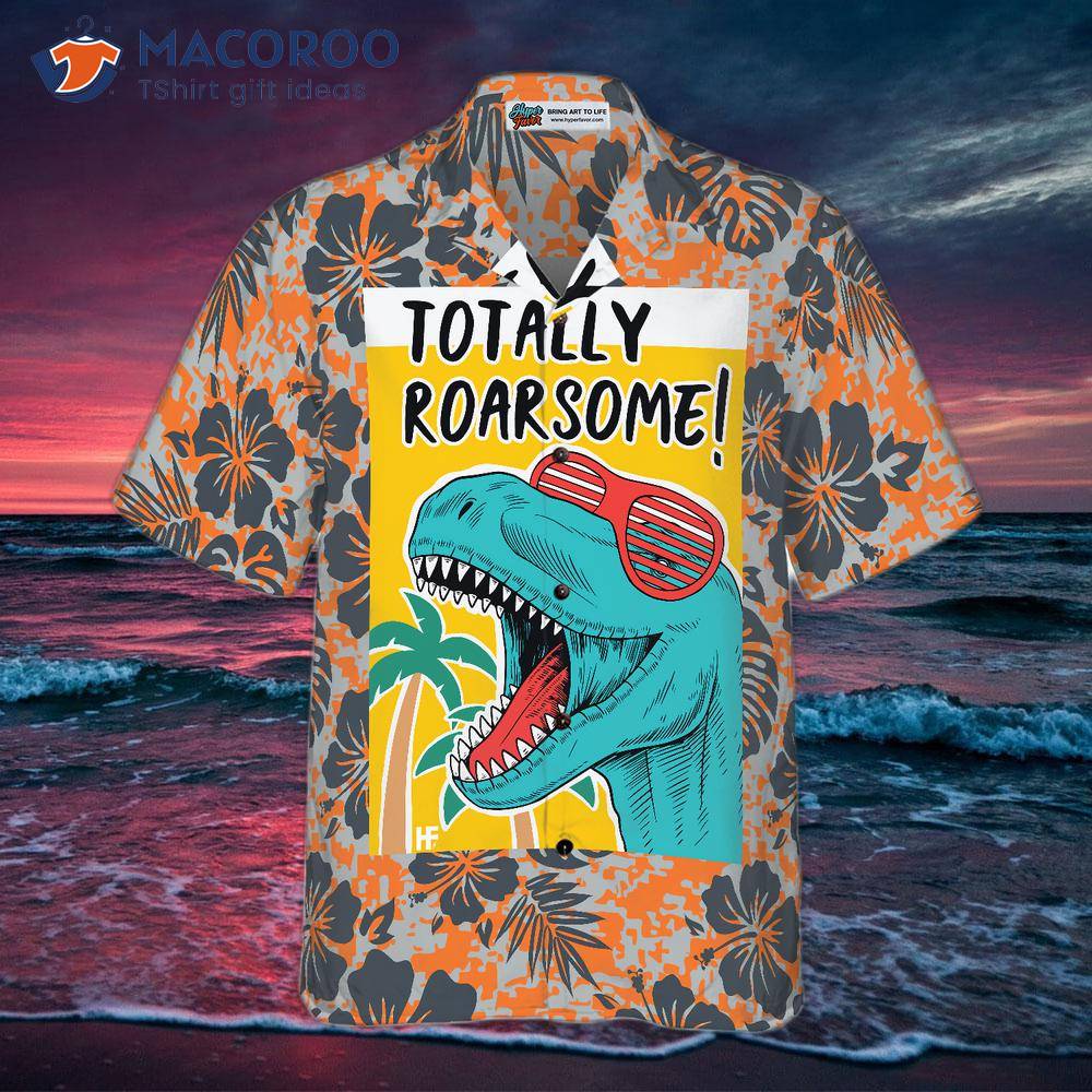 Totally roarsome (awesome) - Cute Dino print design - funny hand