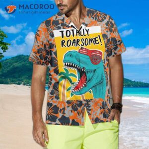 totally awesome t rex dinosaur hawaiian shirt 3