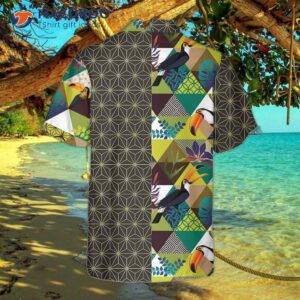 Toucan Asanoha Isometric Pattern Hawaiian Shirt