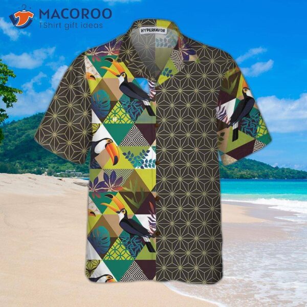 Toucan Asanoha Isometric Pattern Hawaiian Shirt