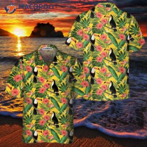 Toucan Birds And Palm Leaves Hawaiian Shirt, Tropical Print Shirt For
