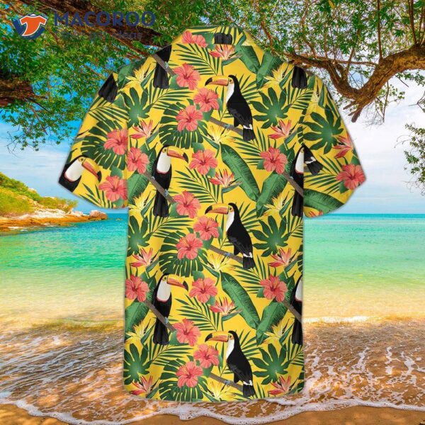 Toucan Birds And Palm Leaves Hawaiian Shirt, Tropical Print Shirt For