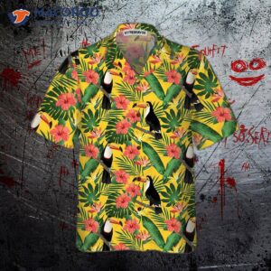 toucan birds and palm leaves hawaiian shirt tropical print shirt for 2