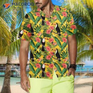 toucan birds and palm leaves hawaiian shirt tropical print shirt for 3