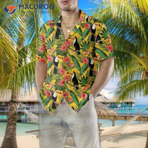 Toucan Birds And Palm Leaves Hawaiian Shirt, Tropical Print Shirt For