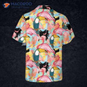 Toucans And Flamingos Exotic Floral Hawaiian Shirt, Tropical Toucan Shirt For Adults, Cool Print
